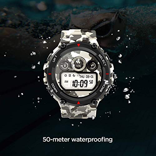 Amazfit Smartwatch T-Rex 1,3 Zoll Outdoor digitale Uhr wasserdichte Sportuhr mit militärischem Qualitätsstandard, GPS, Schlafmonitor, 14 Sportmodi, Schwarz - 5