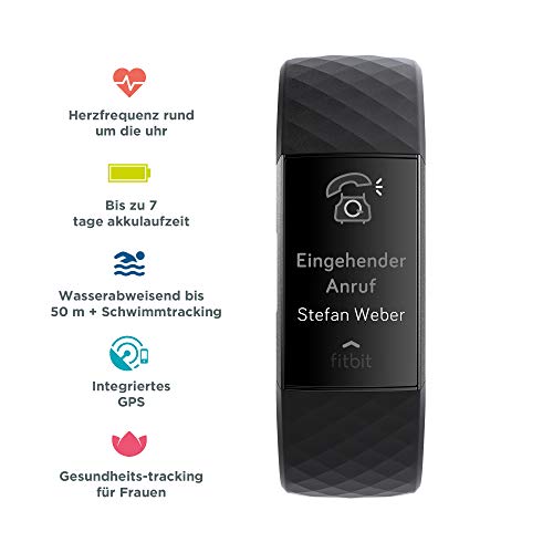 Fitbit Unisex-Adult Charge 3 Der Innovative Gesundheits-und Fitness-Tracker, Schwarz/Aluminium-Graphitgrau Advanced Health & Fitness, Einheitsgröße - 2