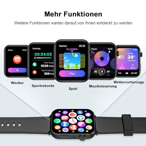 Smartwatch, Blackview R3 Pro Fitnessuhr mit 1,69 Zoll großer HD-Farbbildschirm, Temperaturmessung, Überwachung von SpO2, Herzfrequenz, Schlaf, usw. Smart Watch für Damen Herren kompatibel iOS Android - 6